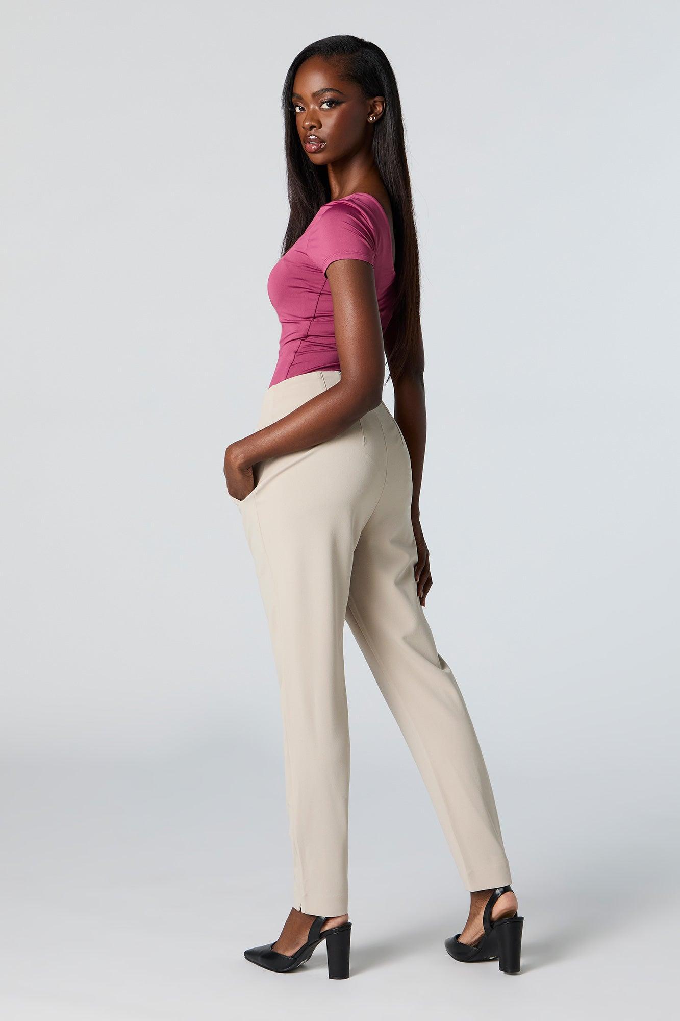 Crepe Pleated Slim Dress Pant Female Product Image