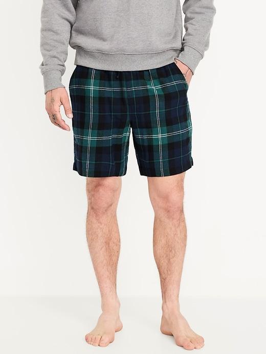 Flannel Pajama Shorts for Men Product Image