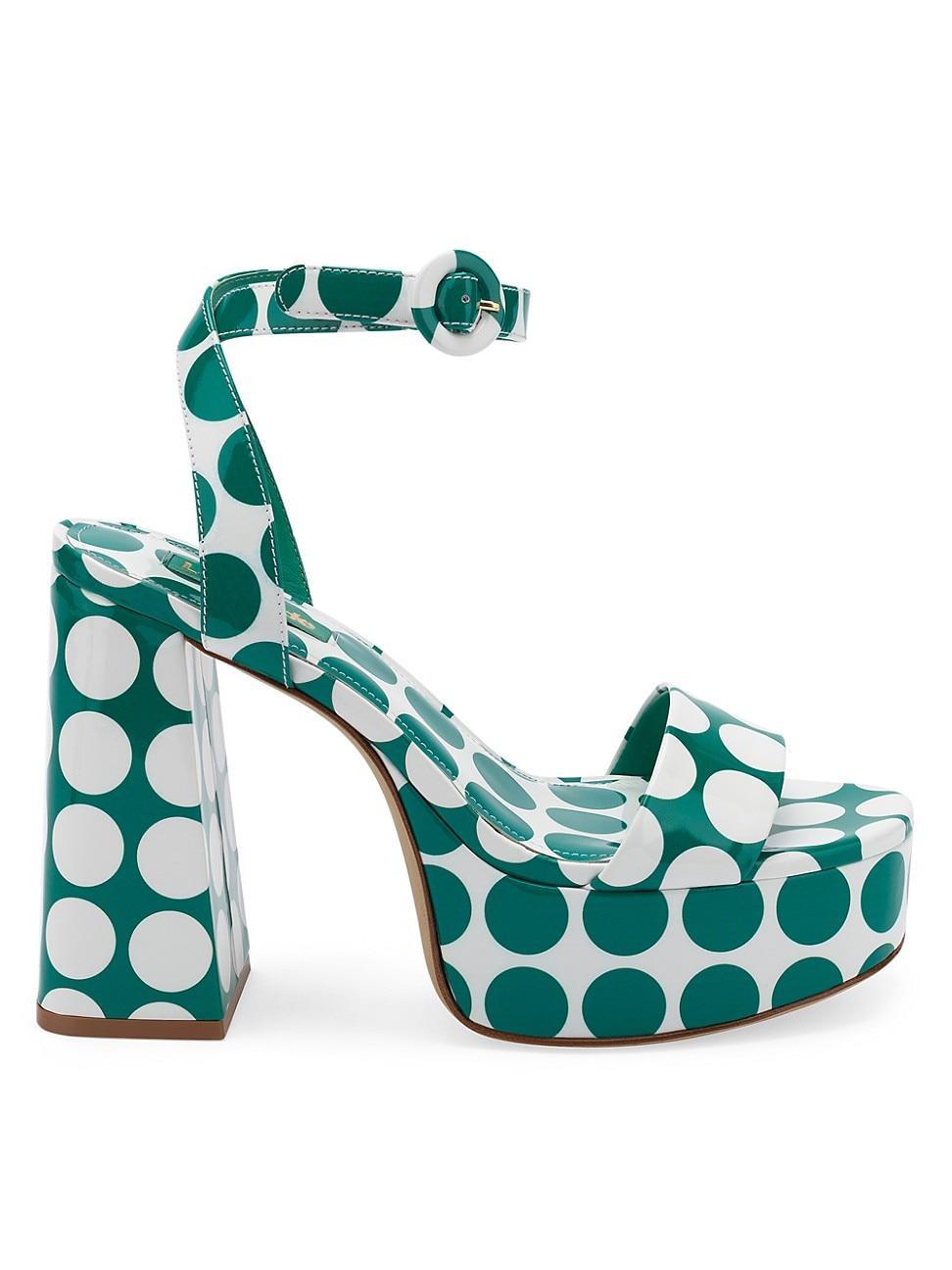 Womens Dolly Polka Dot Patent Leather Platform Sandals product image