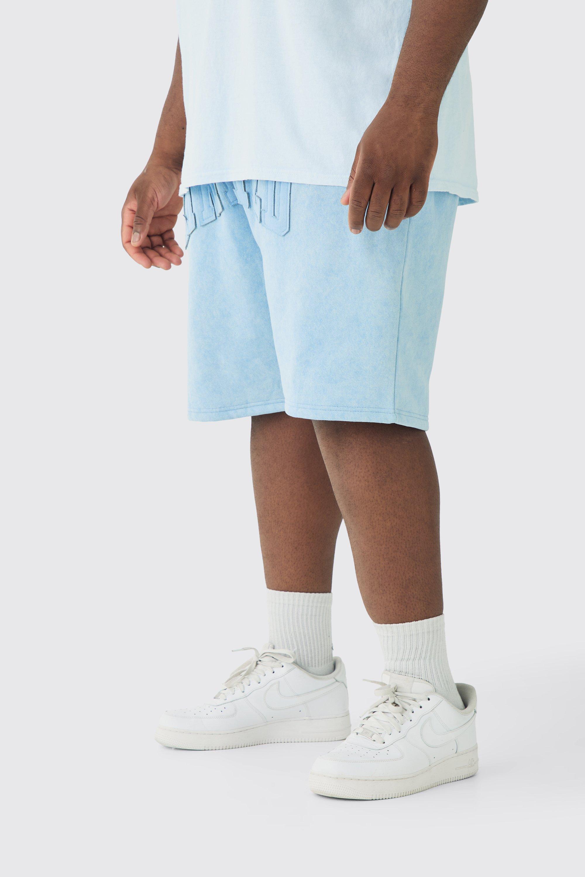 Plus Oversized Limited Applique Washed Jersey Shorts | boohooMAN USA Product Image