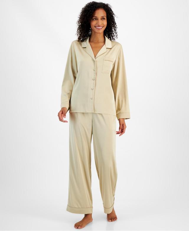 I.n.c. International Concepts Womens 2-Pc. Piped-Trim Satin Pajamas Set, Created for Macys Product Image