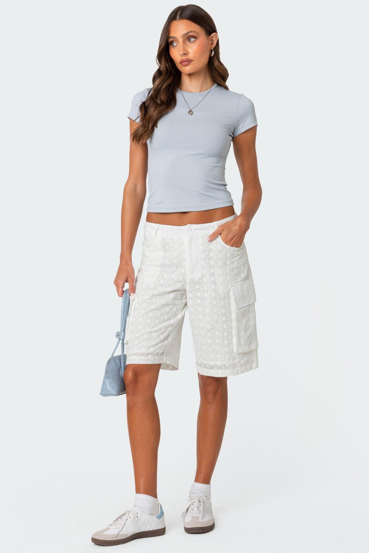 Eyelet Cargo Bermuda Shorts Product Image