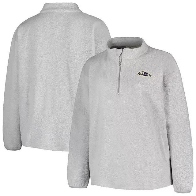 Womens Profile Gray Baltimore Ravens Plus Size Sherpa Quarter-Zip Jacket Product Image