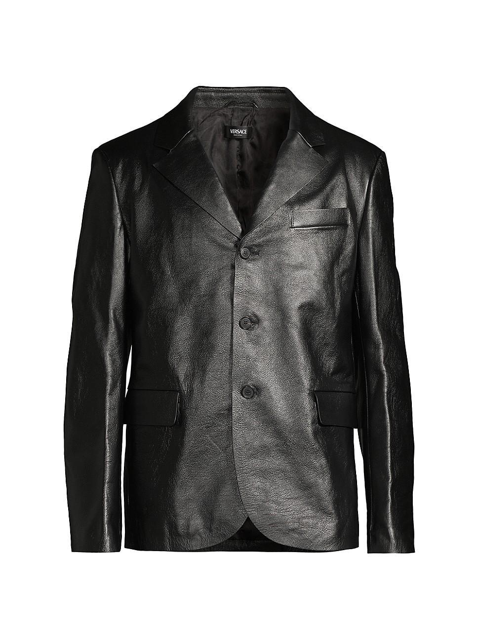 Mens Three-Button Leather Blazer Product Image