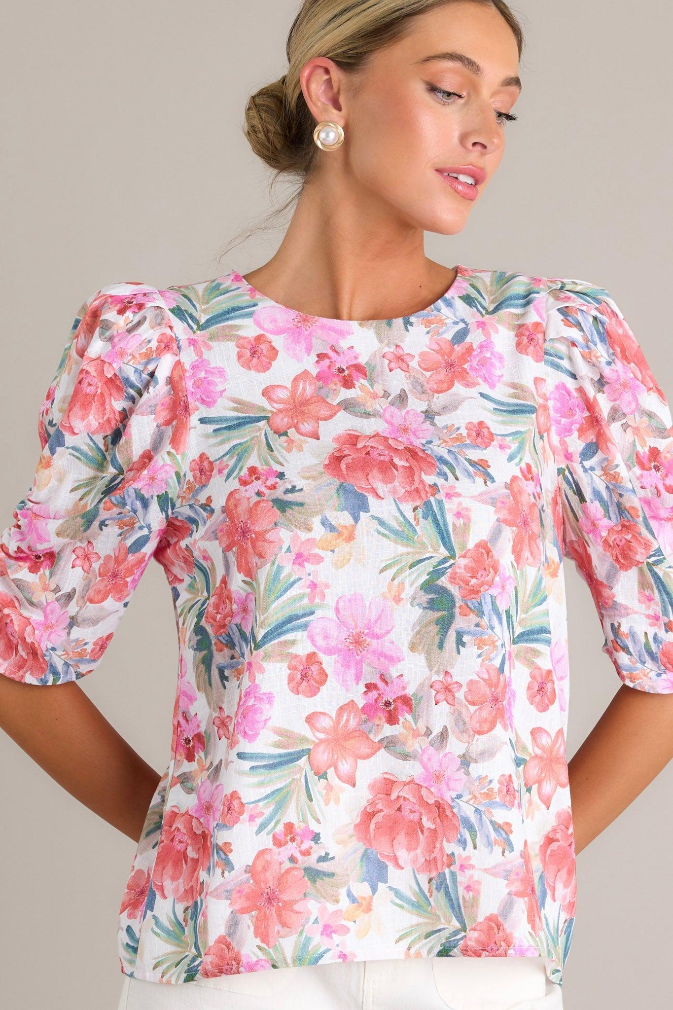 Paradise Bloom Ivory Multi Floral Top Product Image