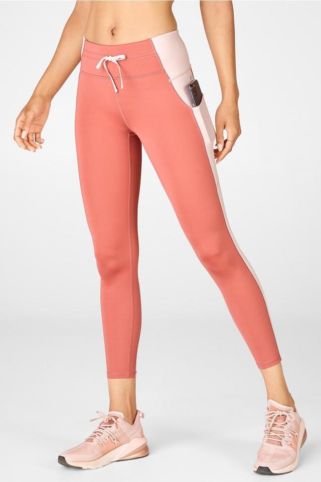 Fabletics Mid-Rise Ultracool Shine-Panel 7/8 Womens pink plus Size 4X Product Image