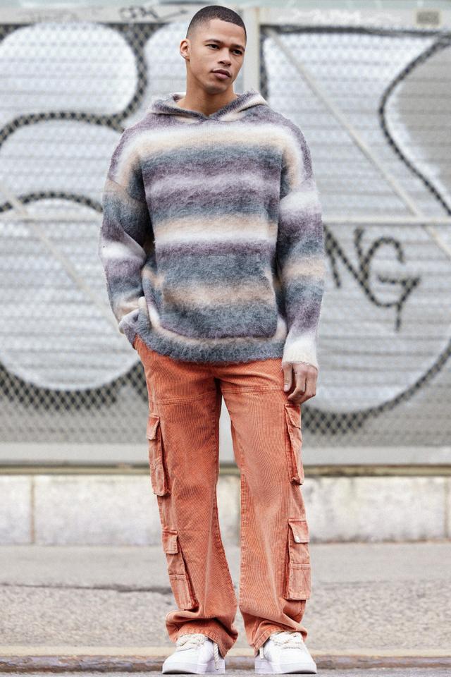 Baggy Multi Pocket Acid Wash Cord Pants In Burnt Orange | boohooMAN USA Product Image