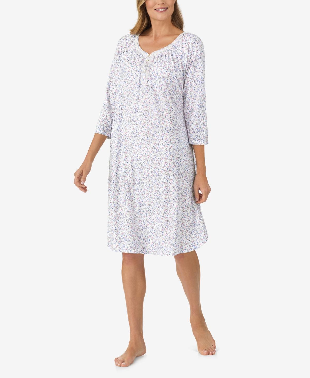 Aria Womens Cotton 3/4-Sleeve Printed Nightgown Product Image