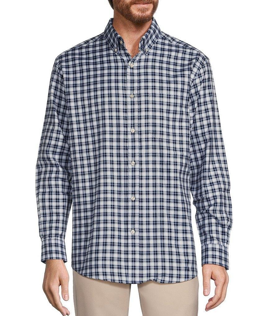 Roundtree & Yorke Big & Tall Long Sleeve Small Plaid Oxford Sport Shirt Product Image