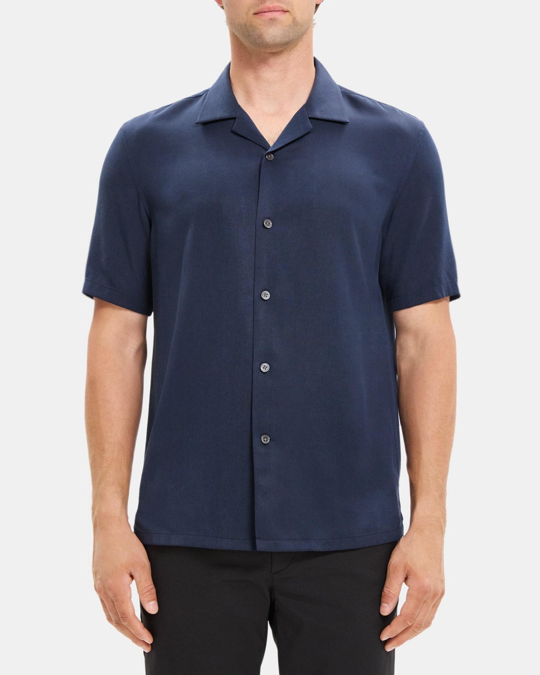 Short-Sleeve Camp Shirt in Tencel-Blend Twill Product Image