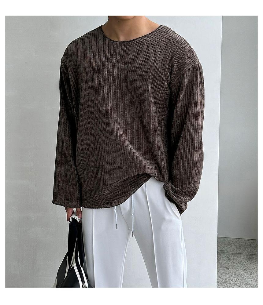 Crew Neck Drop Shoulder Oversized Sweater Product Image