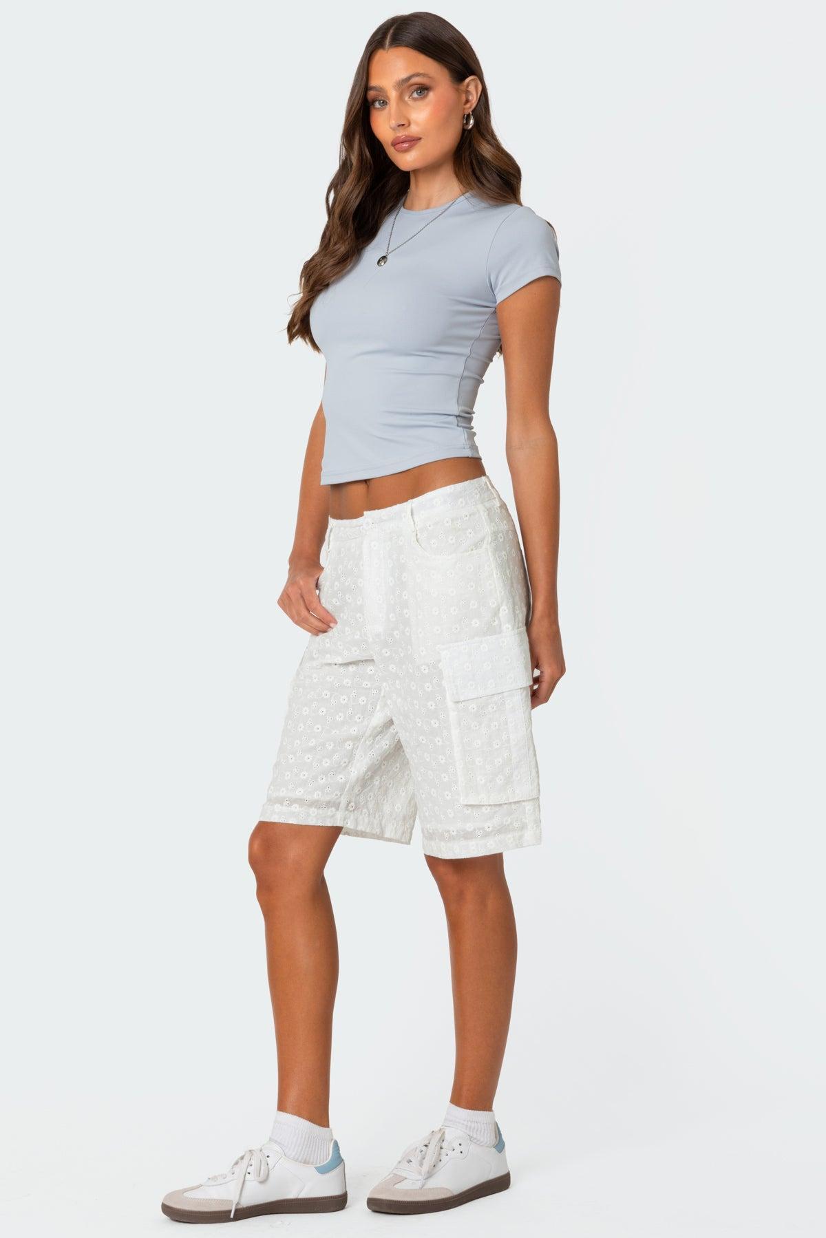 Eyelet Cargo Bermuda Shorts Product Image