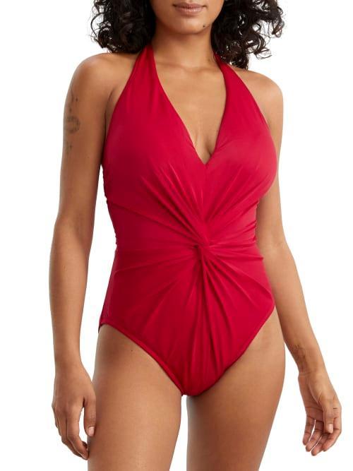 Womens Solids Drew Twisted One-Piece Swimsuit Product Image