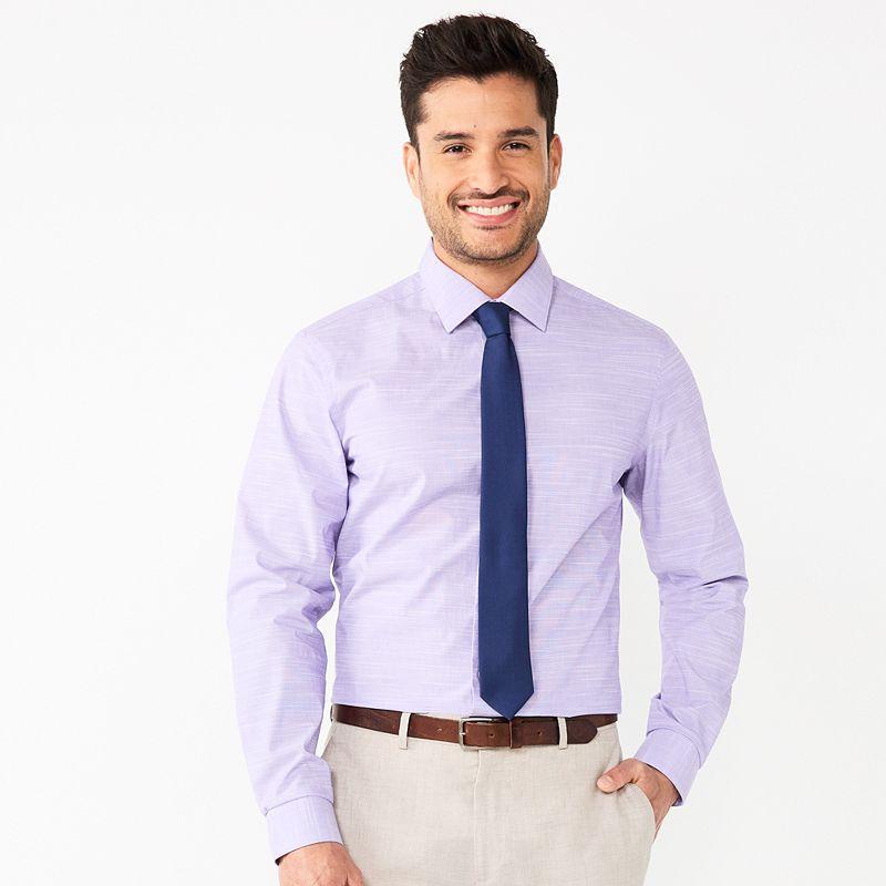 Mens Apt. 9 Premier Flex Slim-Fit Wrinkle Resistant Dress Shirt Purple Hyacinth Fresh Product Image