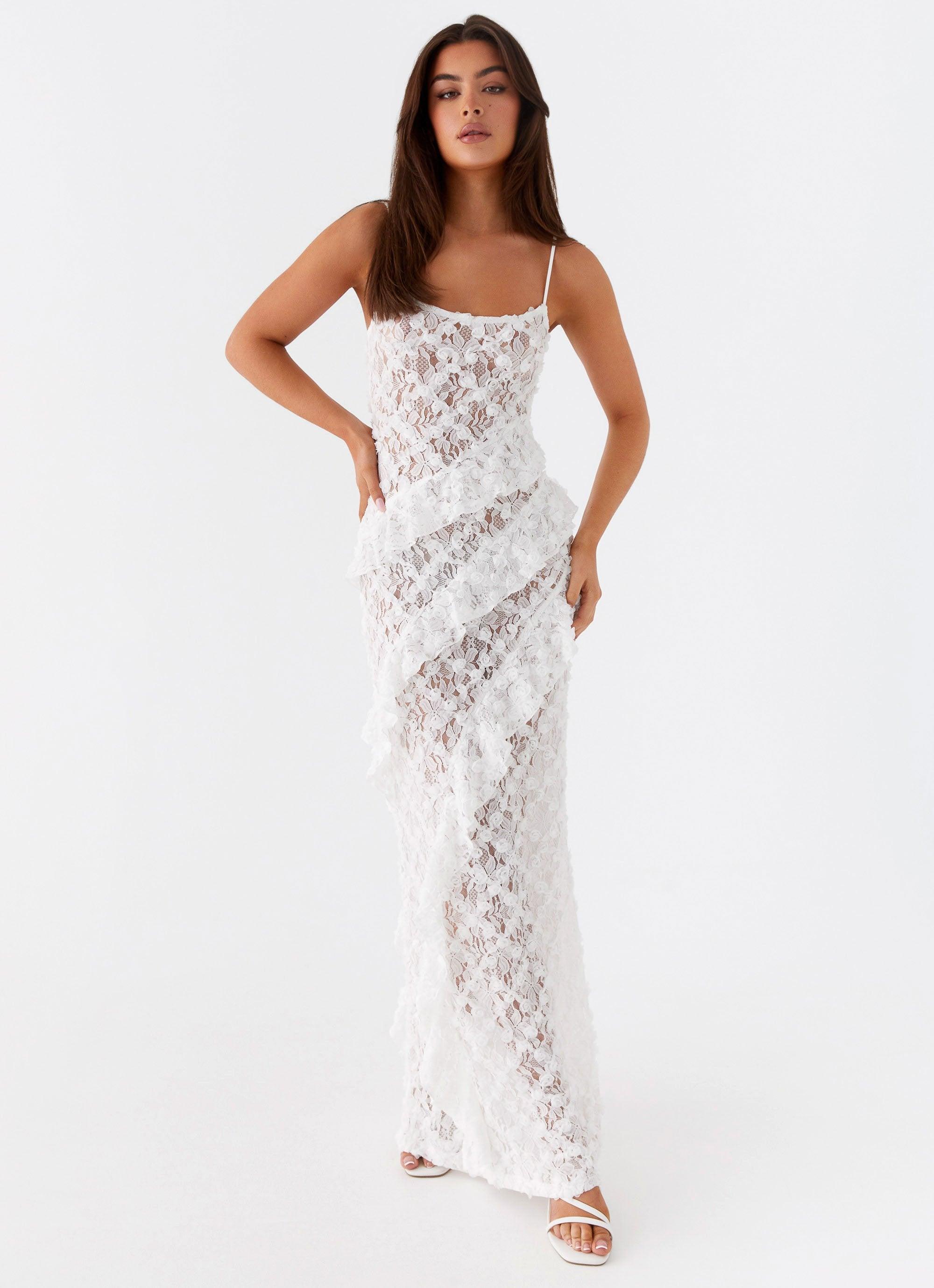 Sansone Frill Maxi Dress - White Product Image