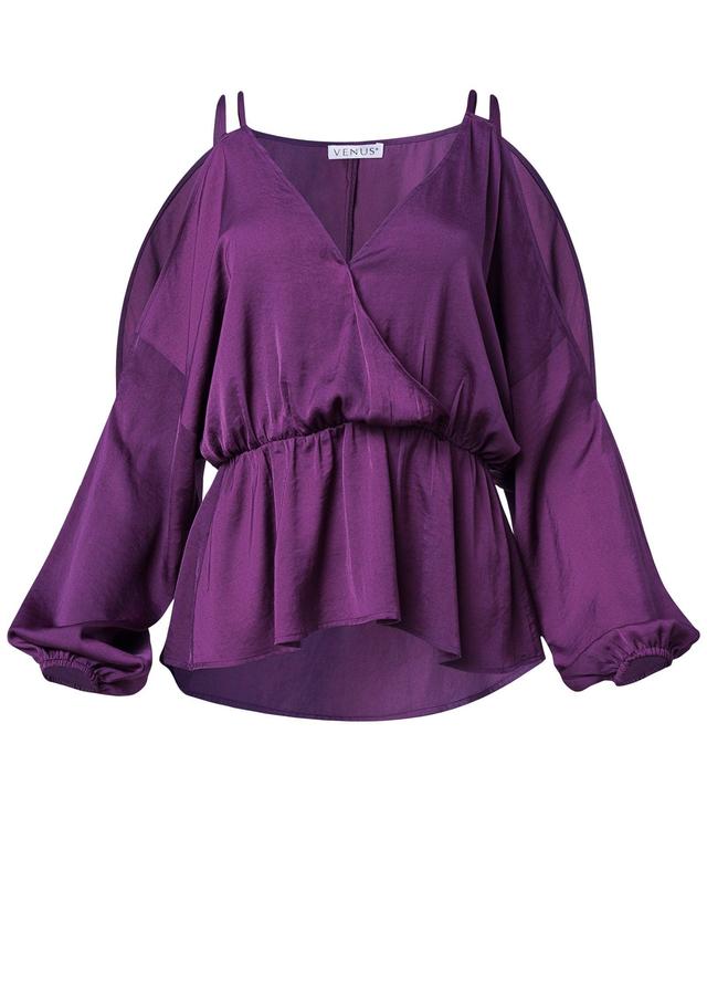 Surplice Cutout Strap Top - Purple Product Image