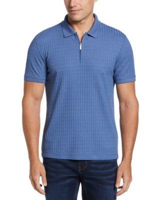 Men's Slim Fit Quarter-Zip Short Sleeve Textured Polo Shirt Product Image