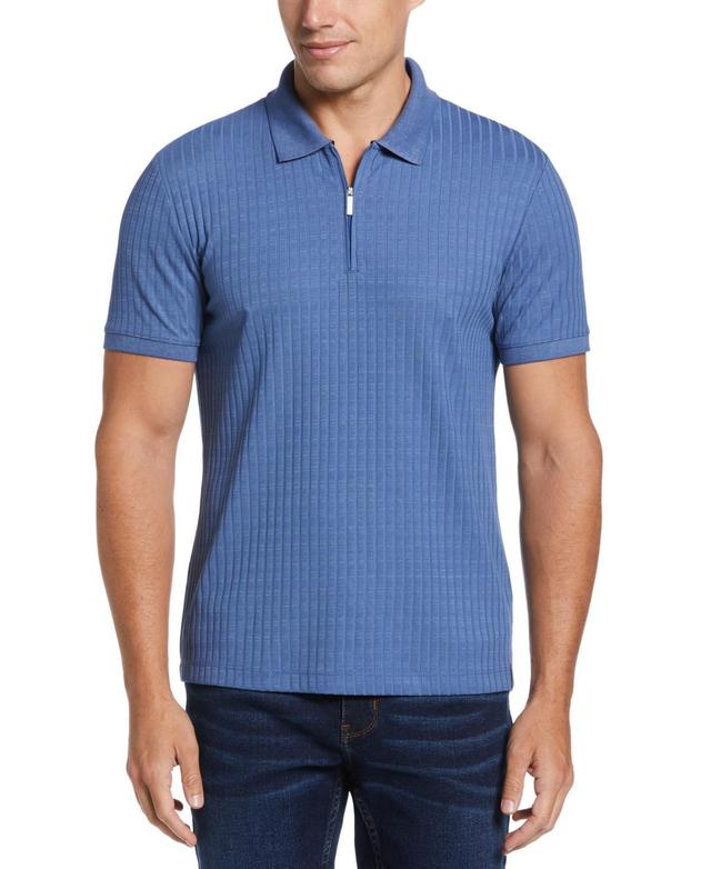 Men's Slim Fit Quarter-Zip Short Sleeve Textured Polo Shirt Product Image