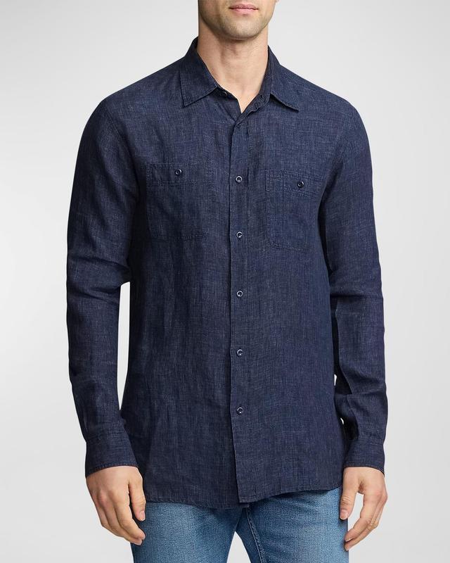 Mens Dlav Linen Button-Front Workshirt Product Image