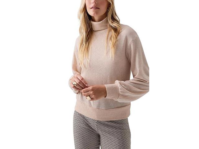 Sanctuary Ruched Sleeve Turtleneck Top (Toasted Marshmallow) Women's Clothing Product Image