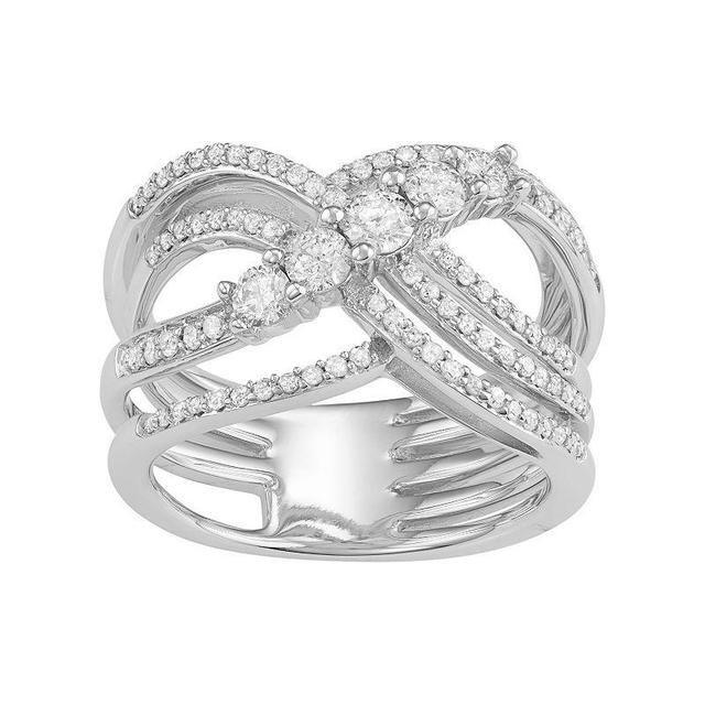 10k White Gold 1 Carat T.W. Diamond Woven Ring, Womens Product Image