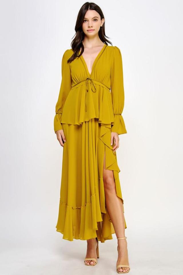 Long Sleeve Ruffled Maxi Dress Product Image