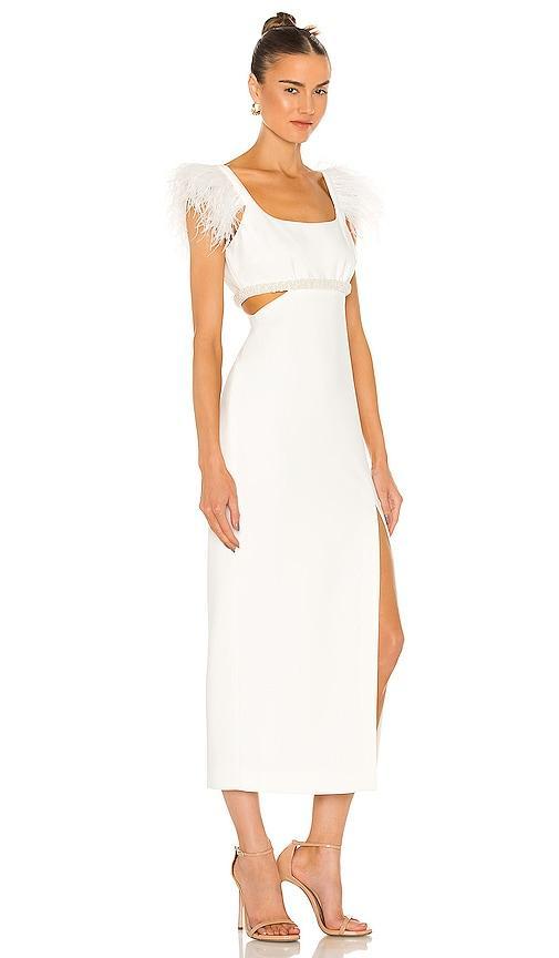 Womens Taliah Feather-Embellished Cut-Out Midi-Dress Product Image