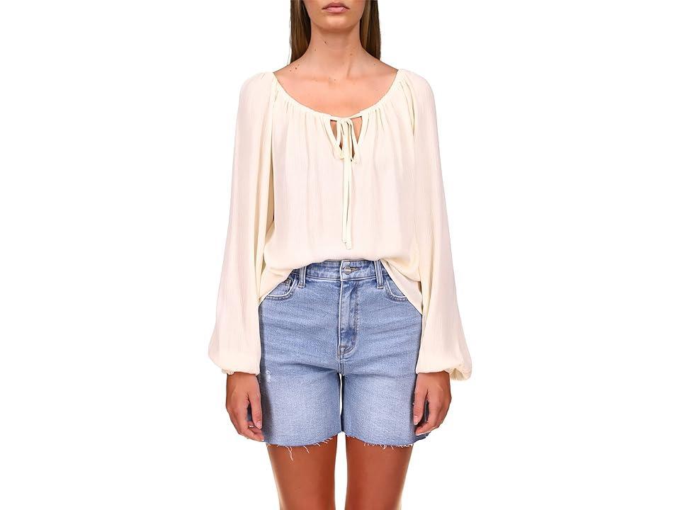 Sanctuary Tie Ballet Neck Blouse (Buttercream) Women's Clothing Product Image