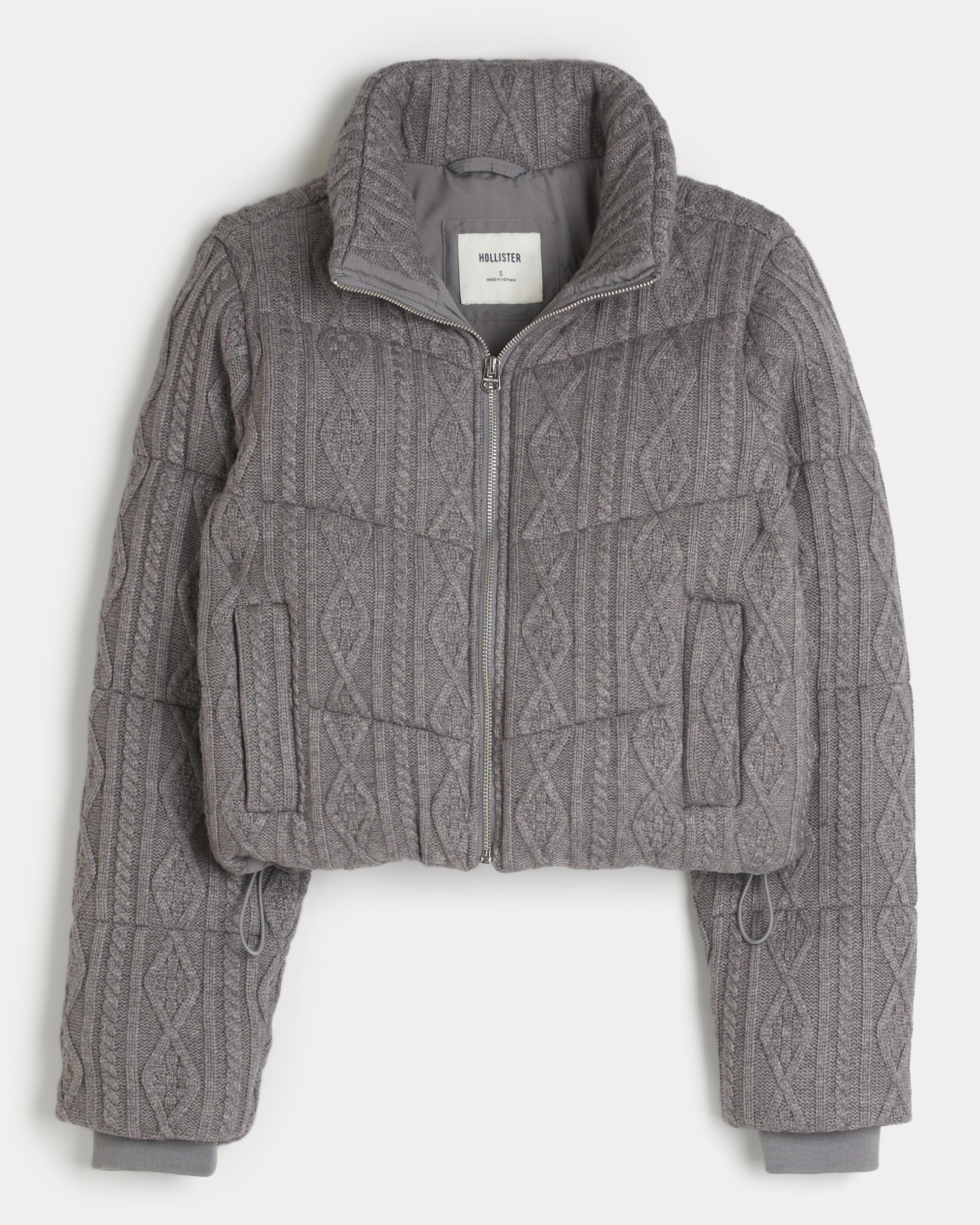 Sweater-Knit Mini Puffer Jacket Product Image