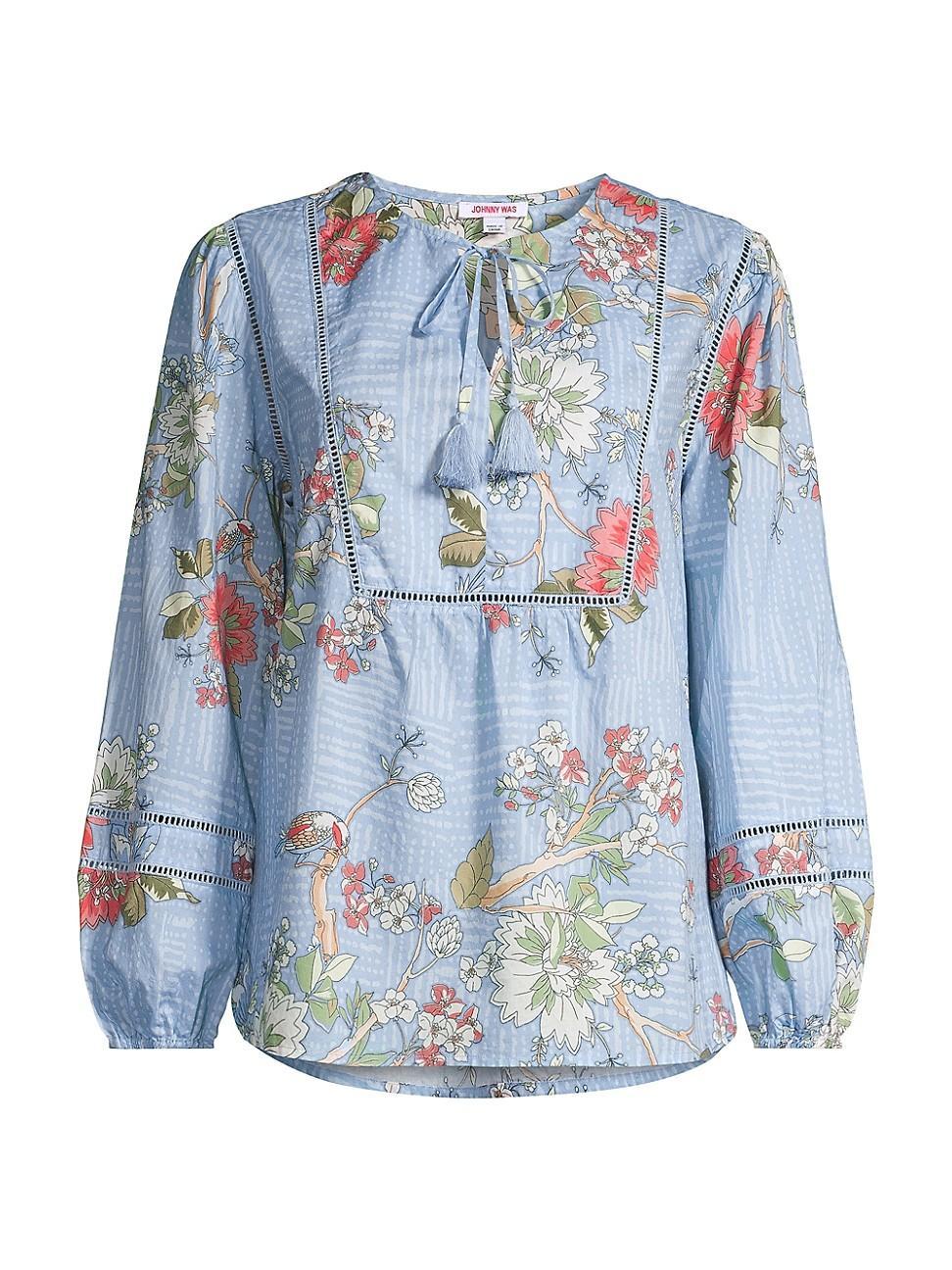 Womens Mosaic Prairie Floral Cotton Blouse Product Image