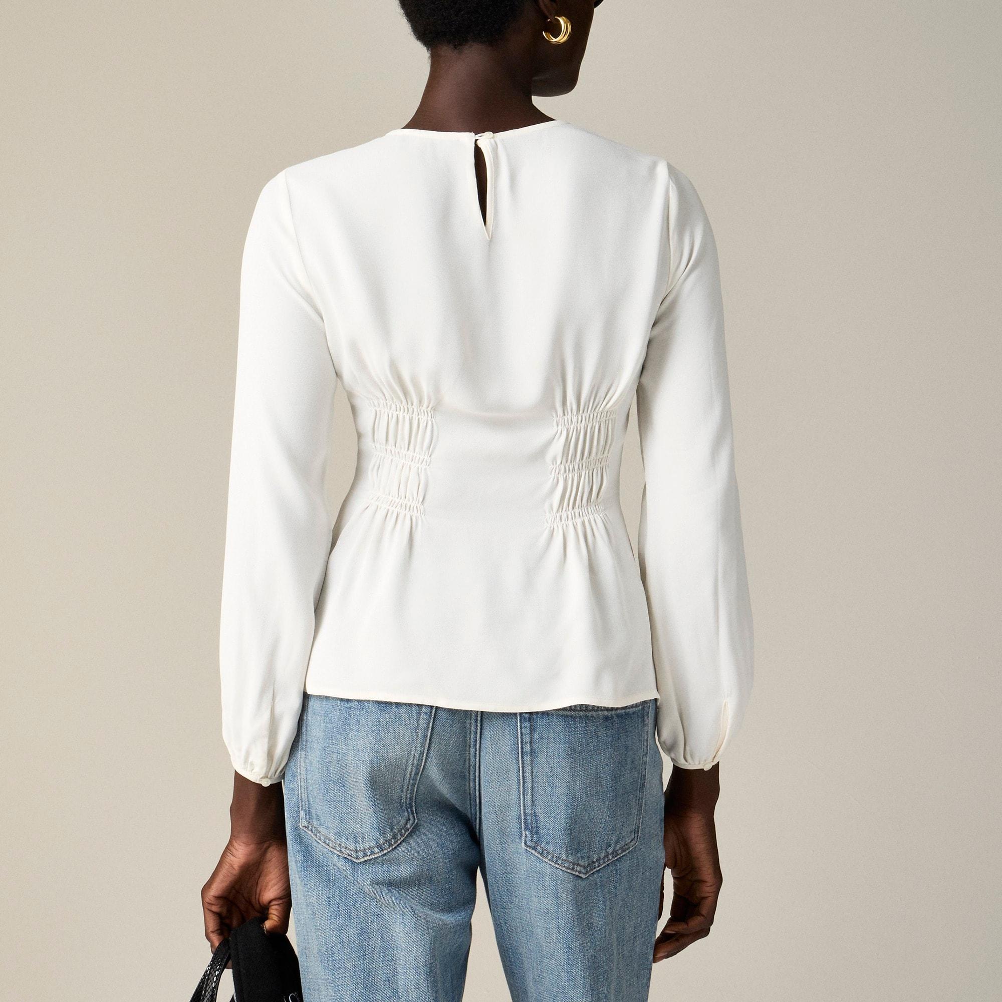 Shirred-waist top in viscose crepe Product Image