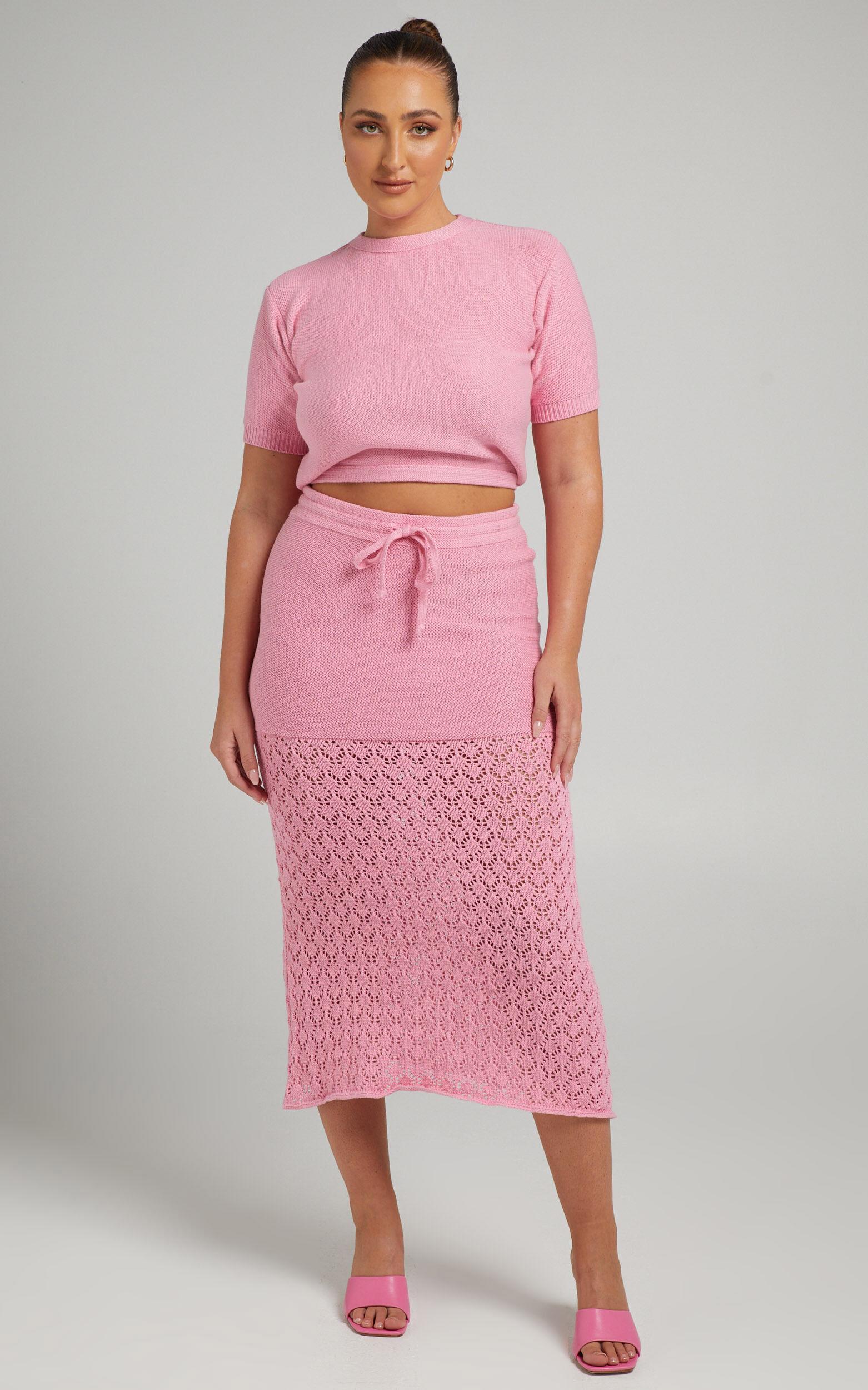 Rue Stiic - Paloma Knit Midi Skirt in Pink Product Image