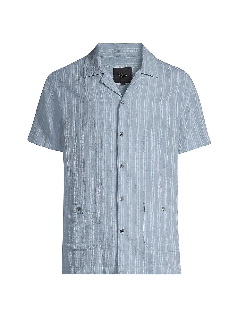 Rails Vice Stripe Cuban Collar Short Sleeve Button-Up Shirt Product Image