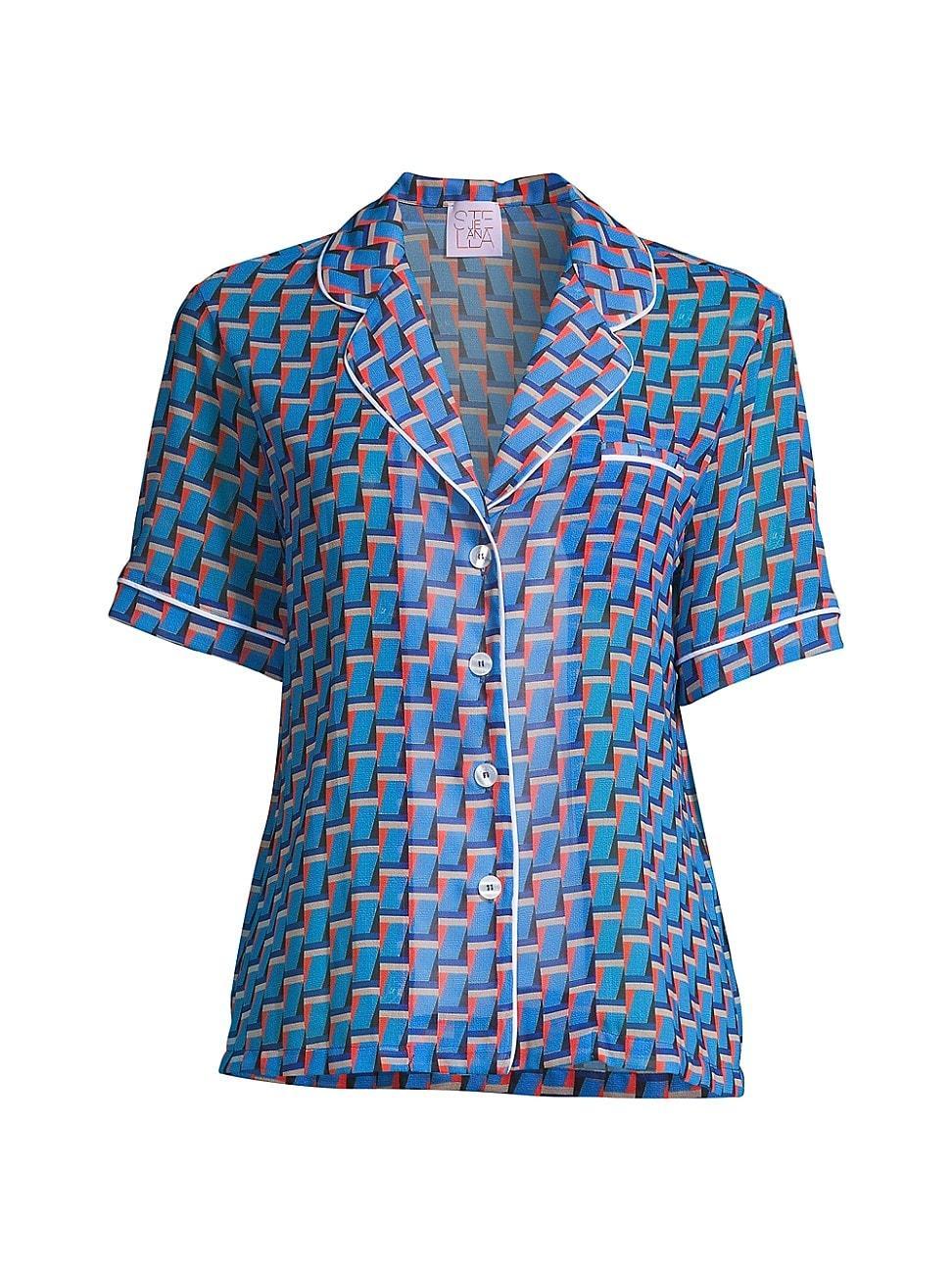 Womens Printed Short-Sleeve Shirt Product Image