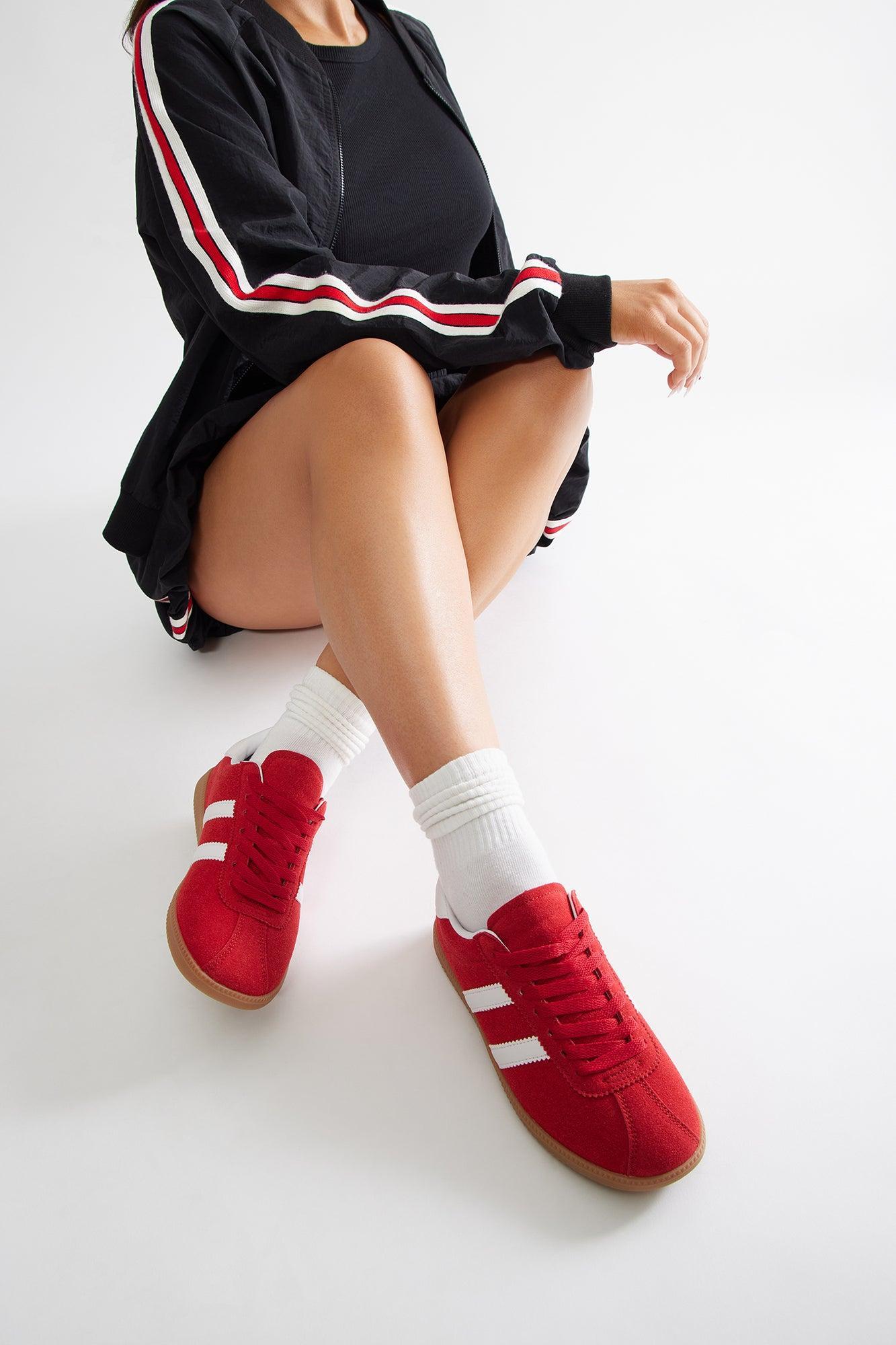 Colby Lace Up Sneakers - Red Product Image