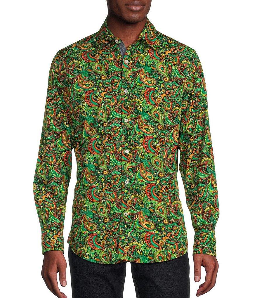 Cremieux Premium Denim Medium Paisley Long Sleeve Woven Shirt Product Image