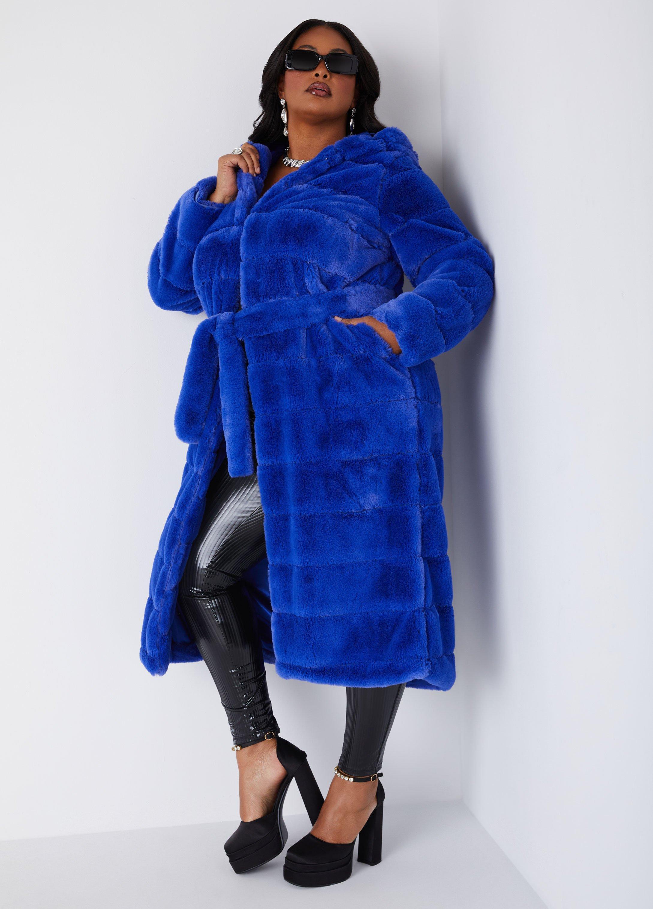 Plus Size Faux Fur Hooded Coat Ashley Stewart Product Image