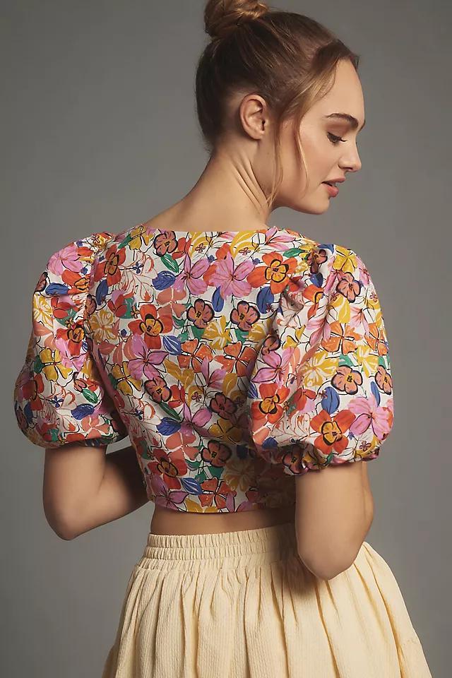 Endless Rose Puff-Sleeve Floral Crop Top Product Image