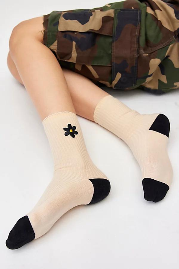 Casa Clara Canary Flower Crew Sock Womens at Urban Outfitters Product Image