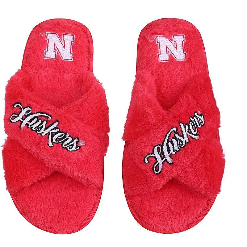 Womens FOCO Nebraska Huskers Script Cross Slide Slippers Product Image