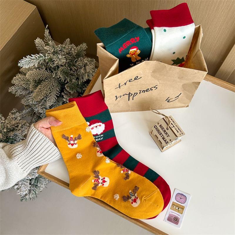 Christmas Cartoon Print Socks Product Image