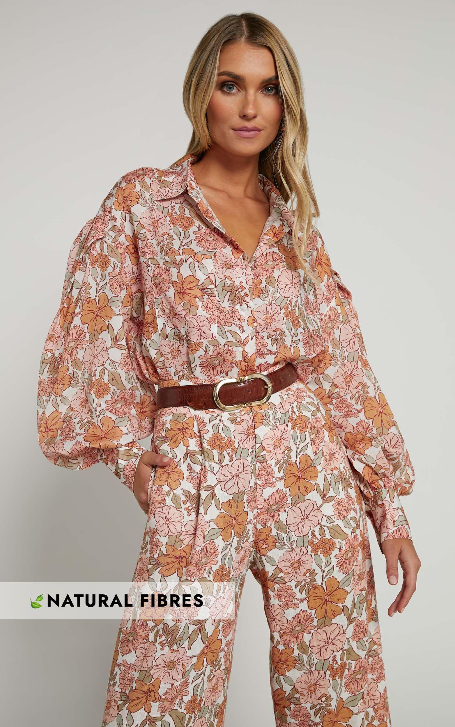 Amalie The Label - Azariah Balloon Sleeve Button Up Shirt in Wildflower Floral Product Image