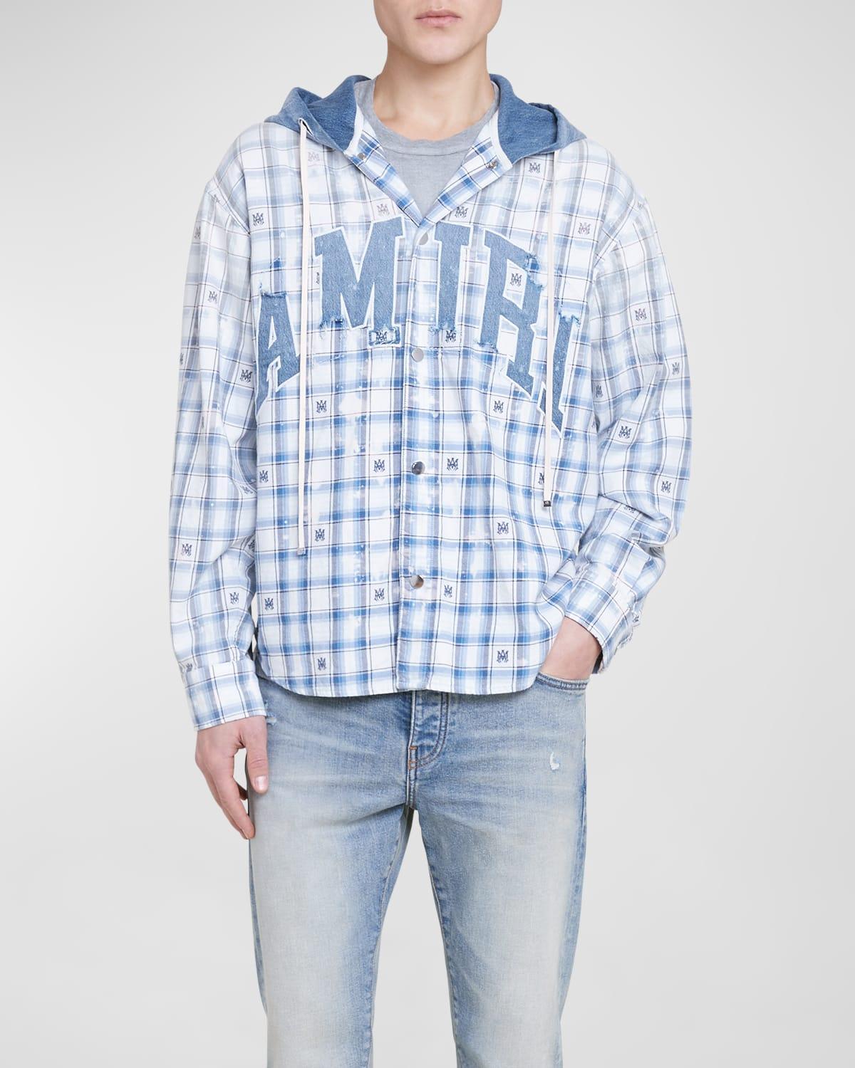 Mens Logo Plaid Hooded Overshirt Product Image