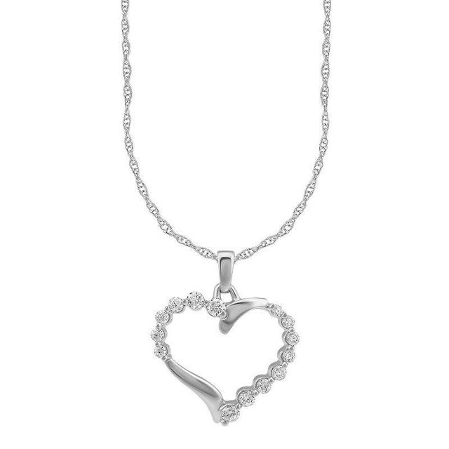 Arctic Clear 14k White Gold 1/3 Carat T.W. Round Cut Lab-Grown Diamond Heart Pendant Necklace, Womens Product Image