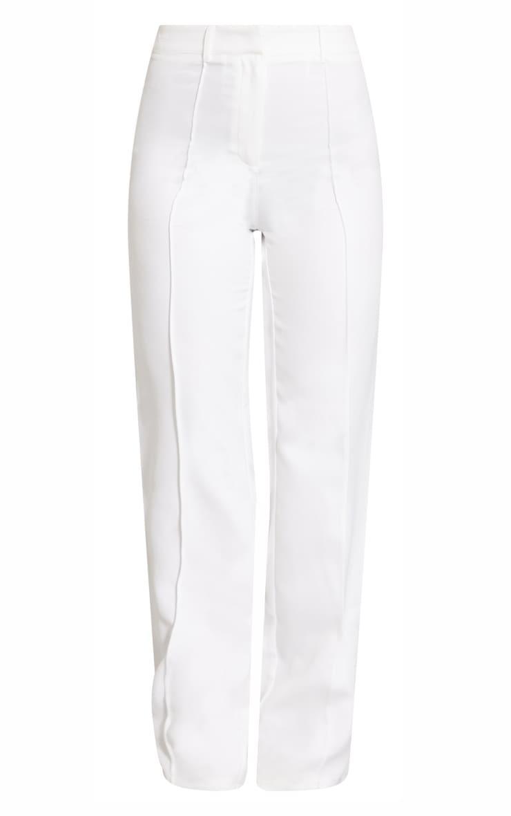 White Wide Leg High Waist Pants Product Image