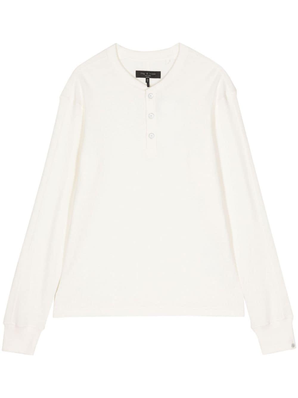 RAG & BONE Waffle-knit Long-sleeve T-shirt In Neutrals Product Image