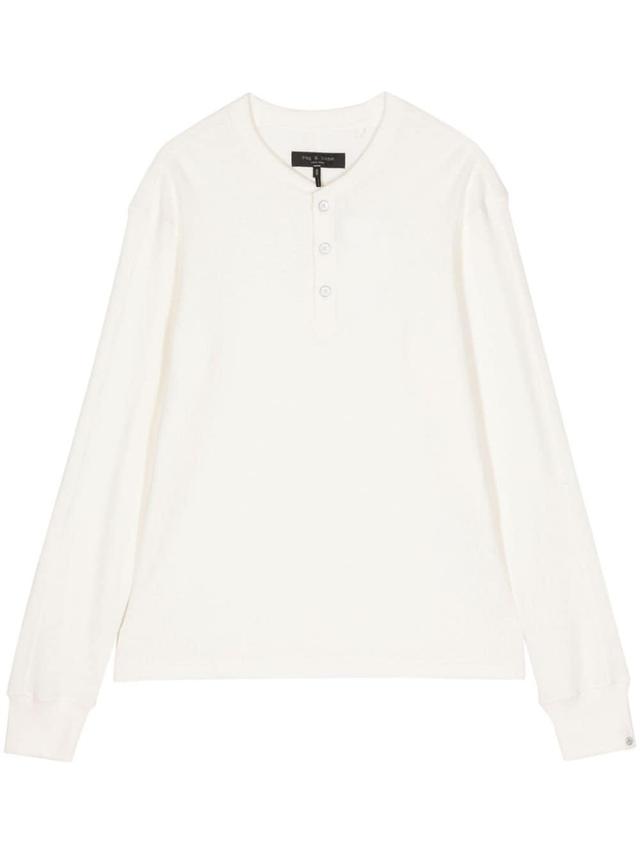 RAG & BONE Waffle-knit Long-sleeve T-shirt In Neutrals Product Image