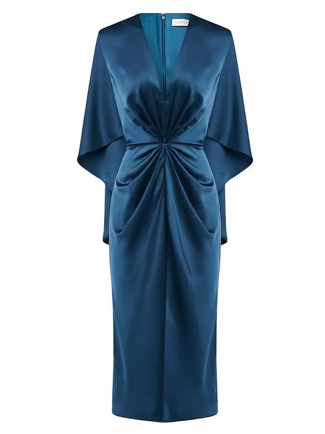 Womens Tomi Satin V-Neck Cape Midi-Dress Product Image