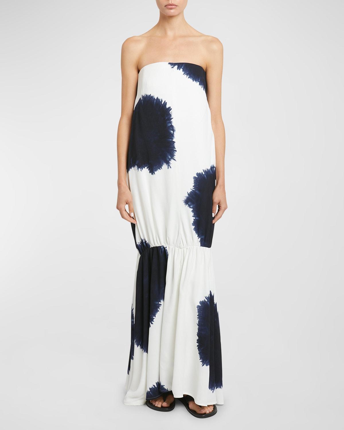 Margot Tie-Dye Print Strapless Mermaid Crepe Maxi Dress Product Image