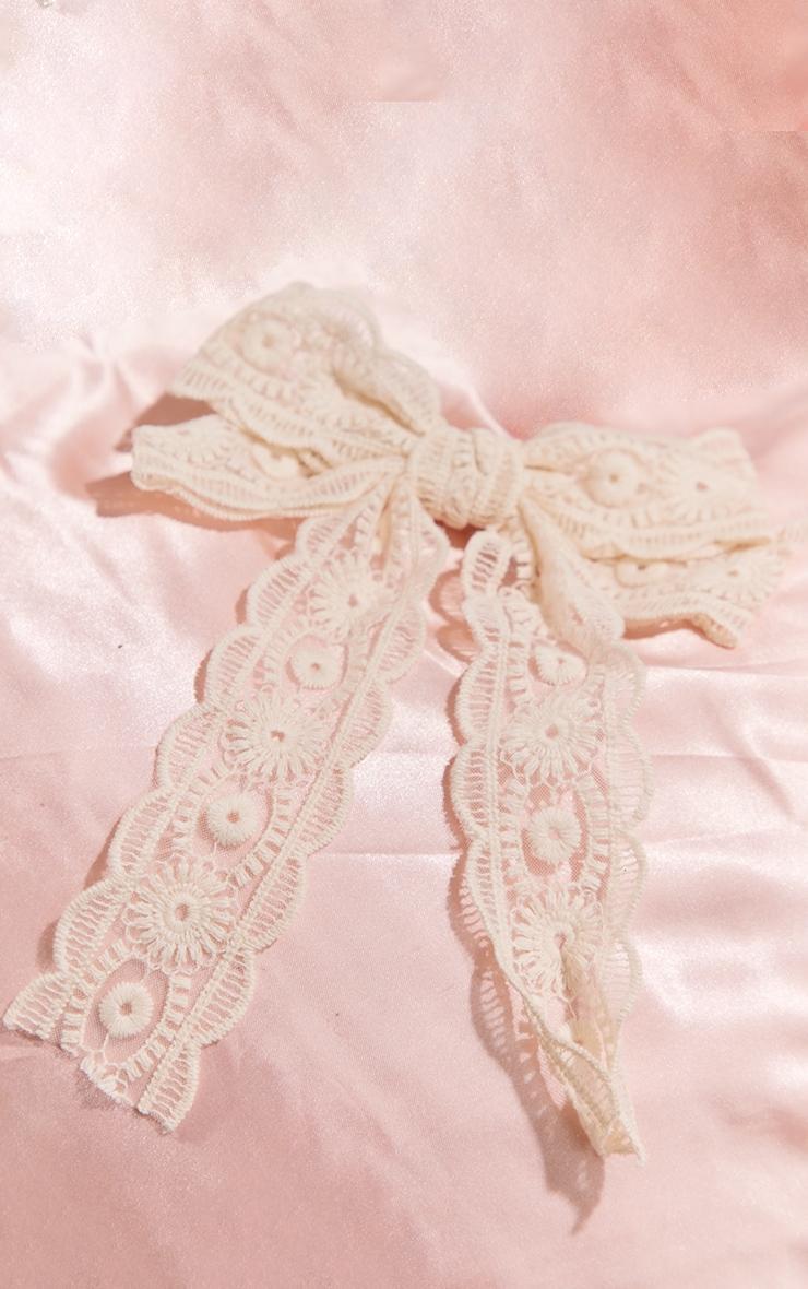 Cream Lace Bow Hair Clip Product Image